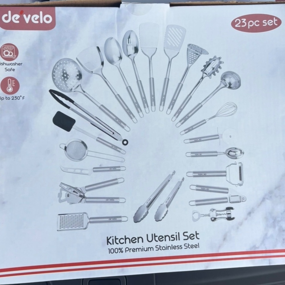 Stainless Steal Kitchen Cooking Utensil Set 23 Piece. New With Box. - Picture 6 of 6